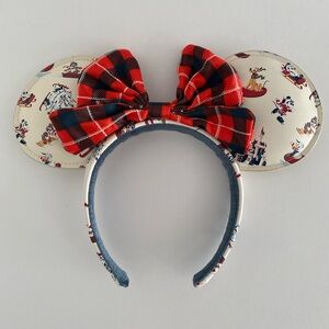 Disney Mickey Mouse Ears Headband with Red Plaid Bow